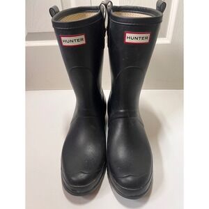 Hunter Original Mens Short Rain Boots Black Matte Waterproof W23577 Size 12M 13F